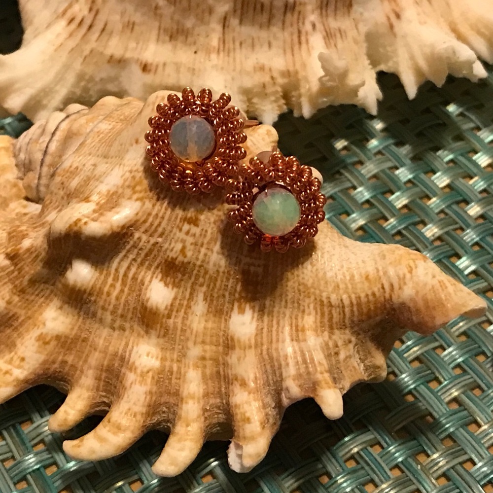 Opal Coil Stud Earrings